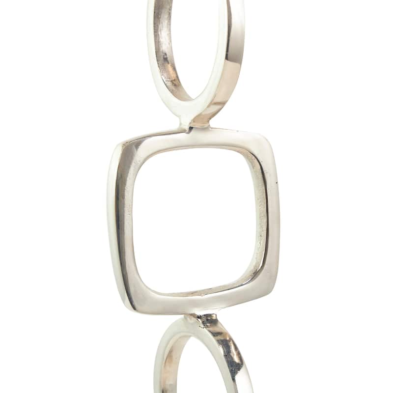 Silver, Gold or Black Aluminum Stacked Geometric Rings Sculpture with Marble Bases (Set of 2)