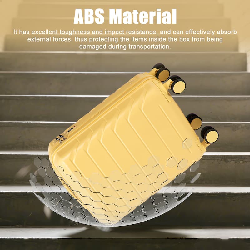 20 Inch ABS Hard Shell Travel Checked Luggage, Scratch Resistant Surface Four Multi-Directional Wheels, With Combination Lock