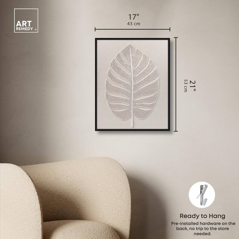 Linen Leaf I Canvas by Art Remedy