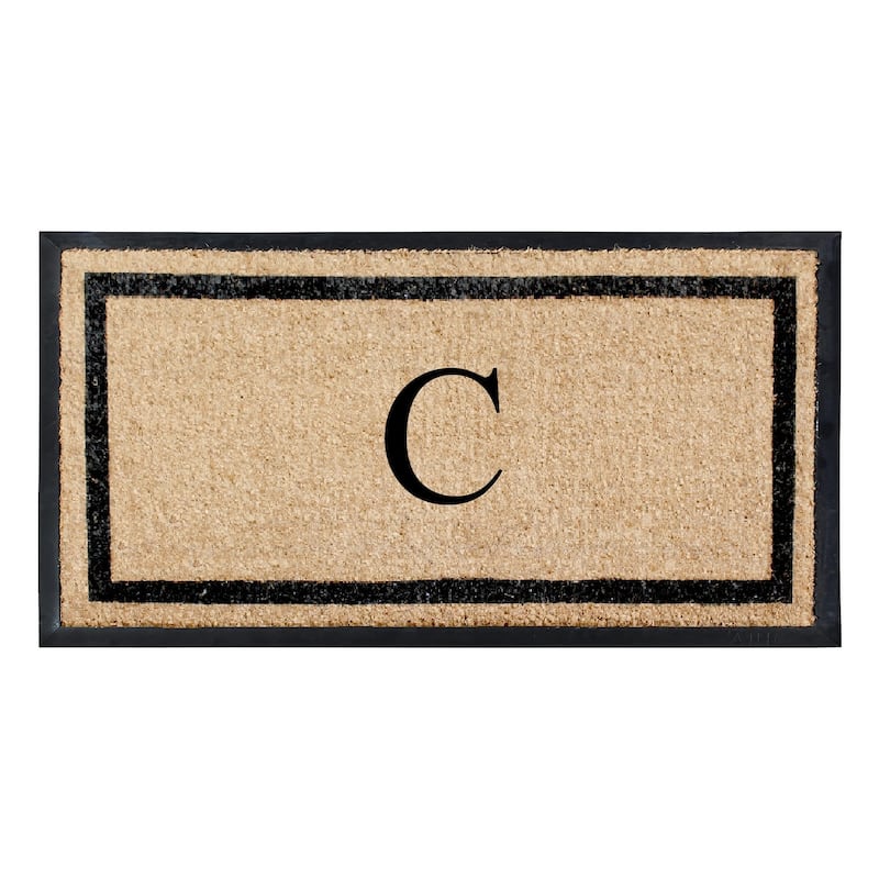 A1HC Rubber and Coir Heavy Weight large Outdoor Durable Monogrammed Doormat 24"X48", Beige - C_