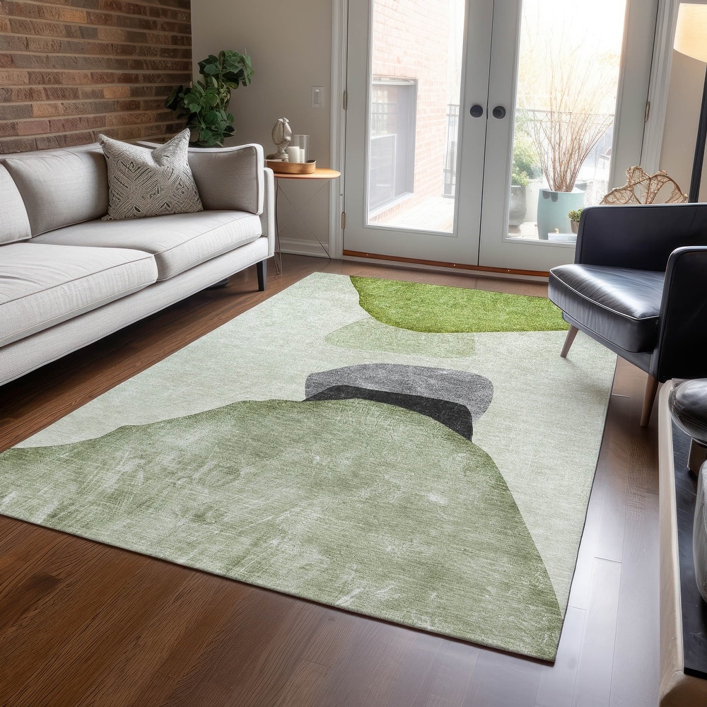 Machine Washable Indoor/ Outdoor Modern Abstract Chantille Rug