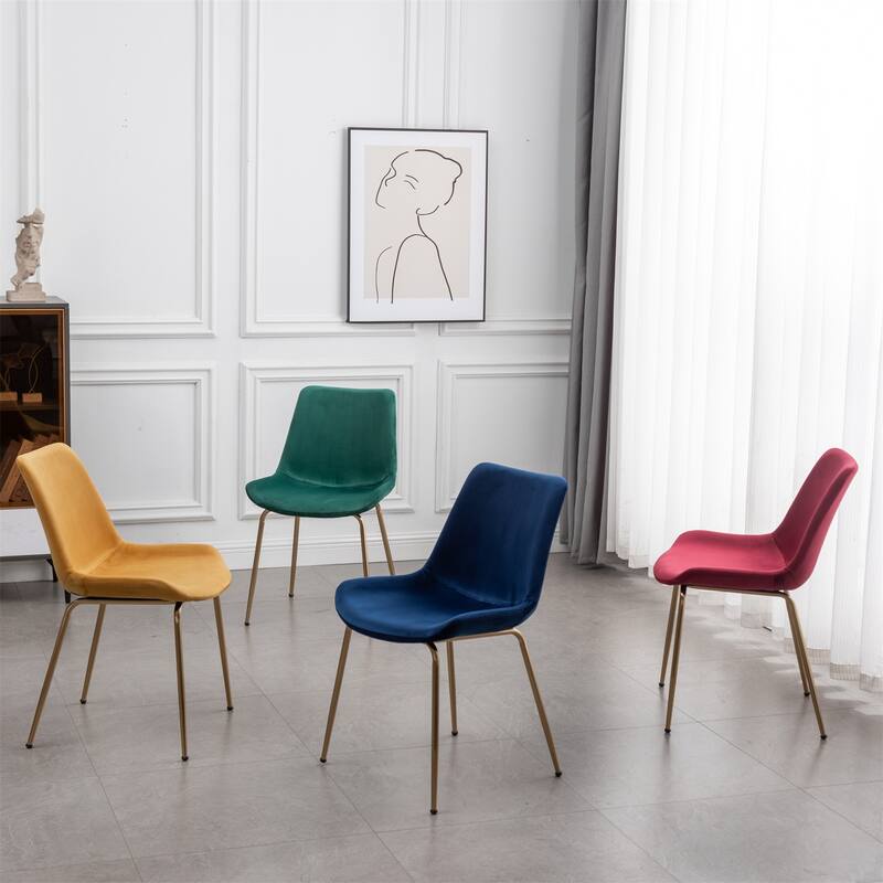 Modern Velvet Dining Chair, Set of 2, Blue/Green/Red