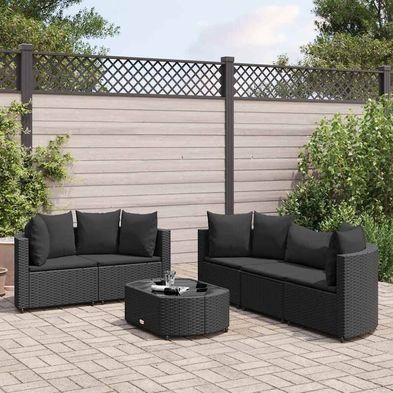 vidaXL Patio Sofa Set Set of 6 Black - 8.2 x 12.1 x 4.6