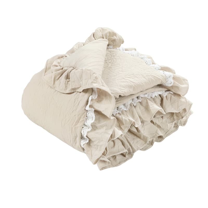 Lush Decor Ella Shabby Chic Ruffle Lace Throw Blanket