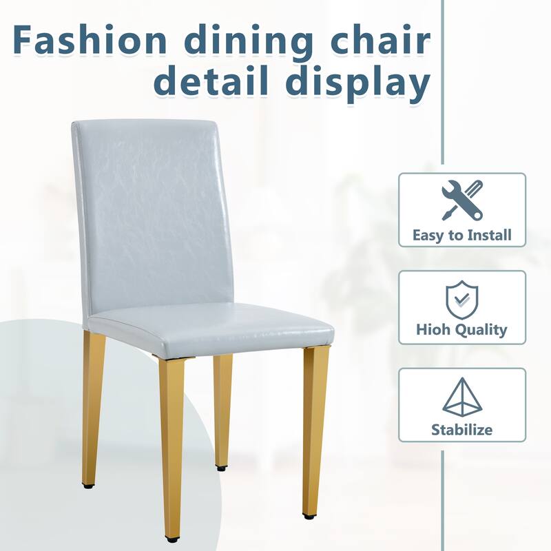 Dining Chair Leather Chair Light Gray Side Chair Office Chair Dressing Chair Set of 2 with Ergonomic Backrest