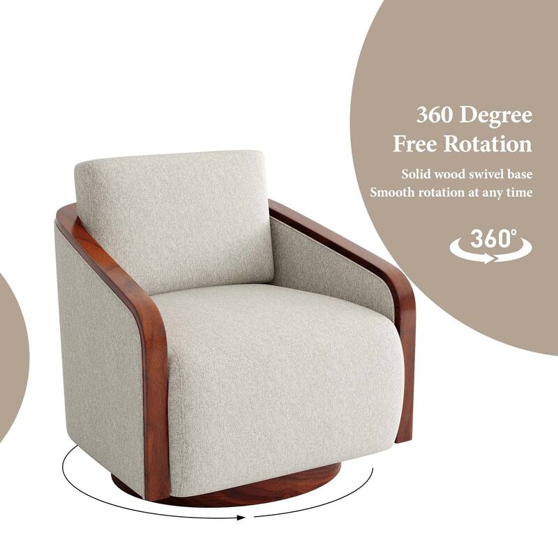 Chenille Modern 360°Swivel Barrel Chair Round Base