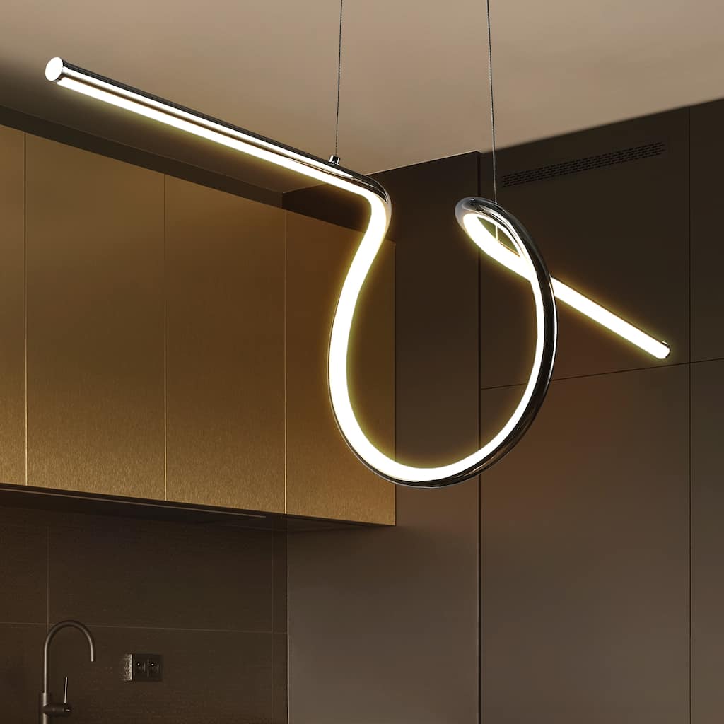 Sketch 34.5" Dimmable Adjustable Integrated LED Metal Linear Pendant, by JONATHAN Y