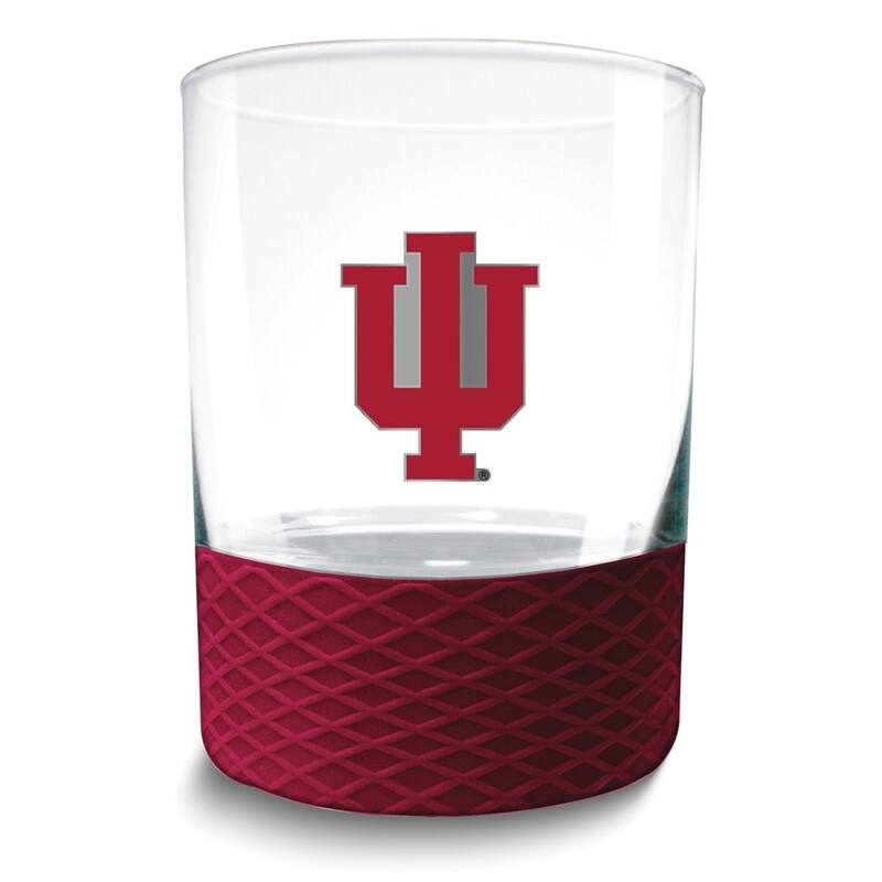 Collegiate Indiana University Commissioner 14 Oz. Rocks Glass with Silicone Base