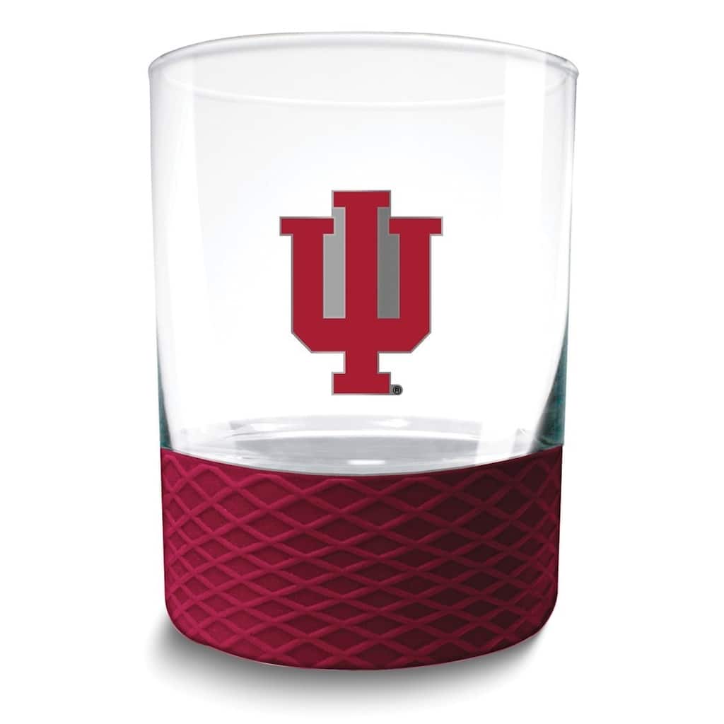 Collegiate Indiana University Commissioner 14 Oz. Rocks Glass with Silicone Base