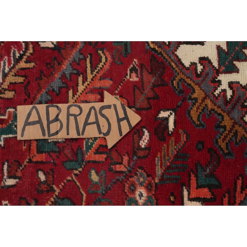 Hand Knotted Oriental 100% Wool Carpet Traditional Medallion Red Heriz Area Rug - 8' 10'' X 6' 0''
