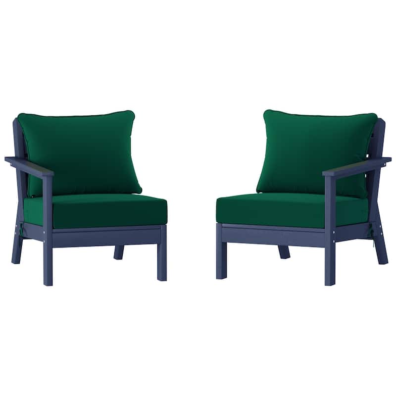 Polytrends Birchwood All Weather HDPE Outdoor Patio Deep Seating Navy Blue Loveseat (2-Piece)