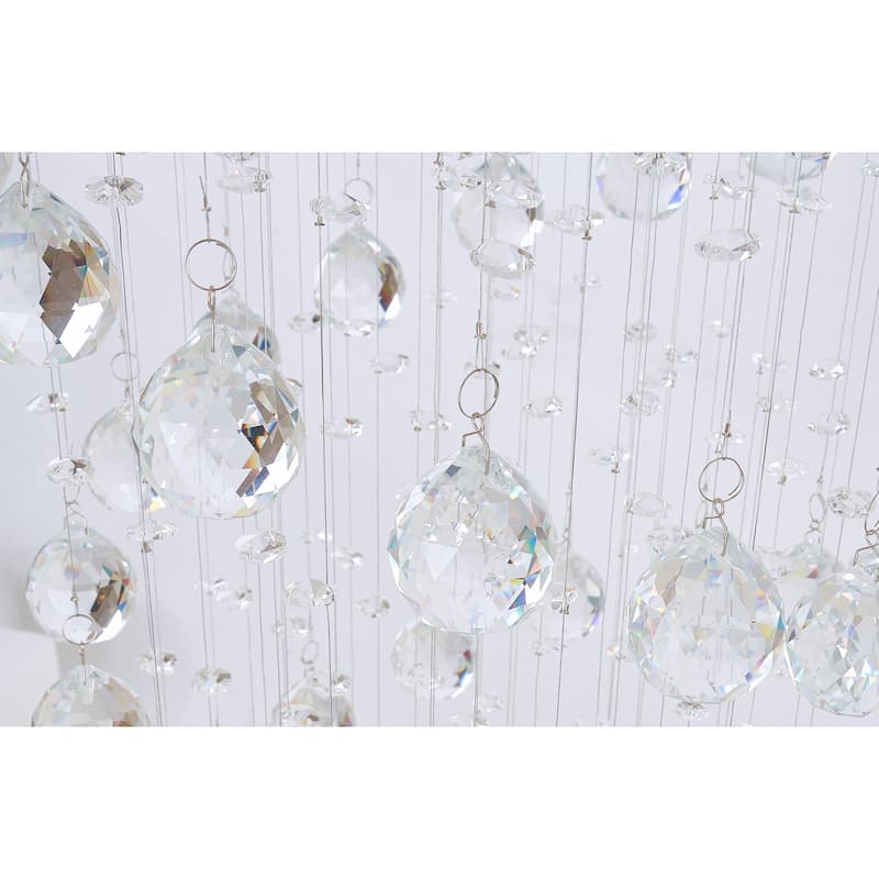 10 Light Flushed Chrome Chandelier With Spiral Crystals