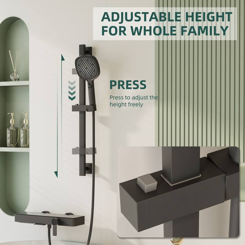 Modland Bathtub Faucet 2-Function Shower System with 3 Modes Handheld Shower,Height Adjustable Shower Slide Bar