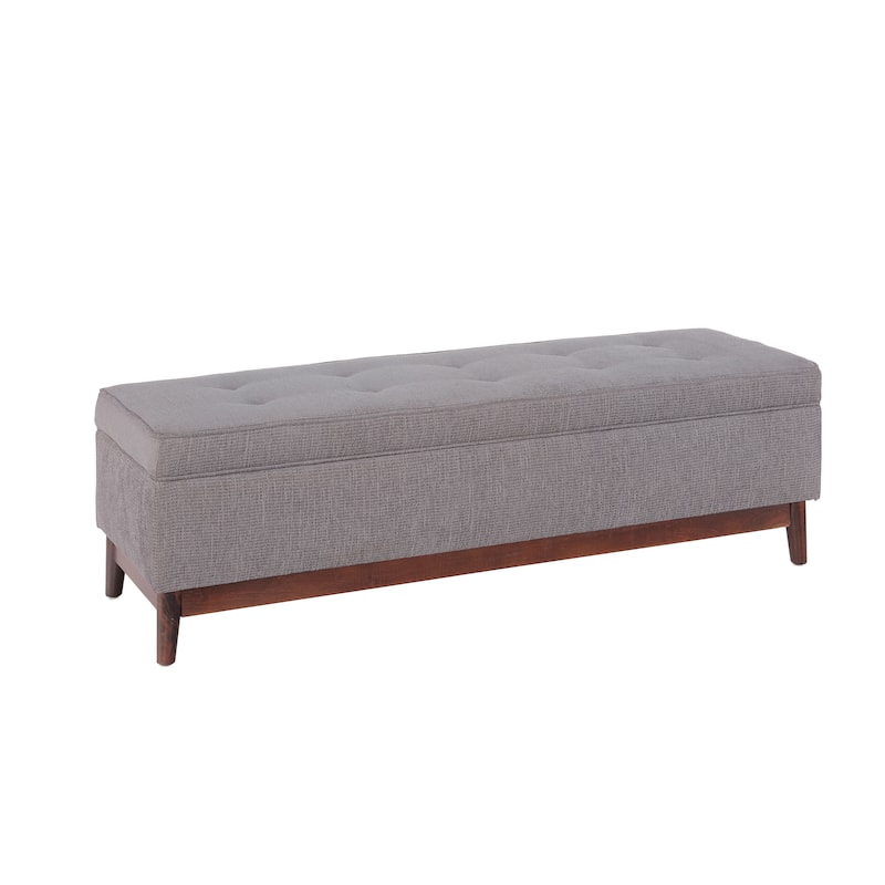 Brooke Transitional Wood Trim Tufted Storage Ottoman