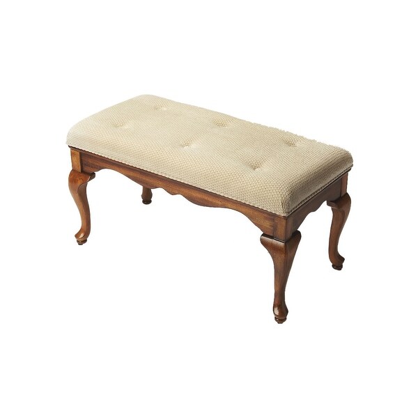 Traditional Rectangular Wooden Bench in Olive Ash Burl Finish - Medium Brown
