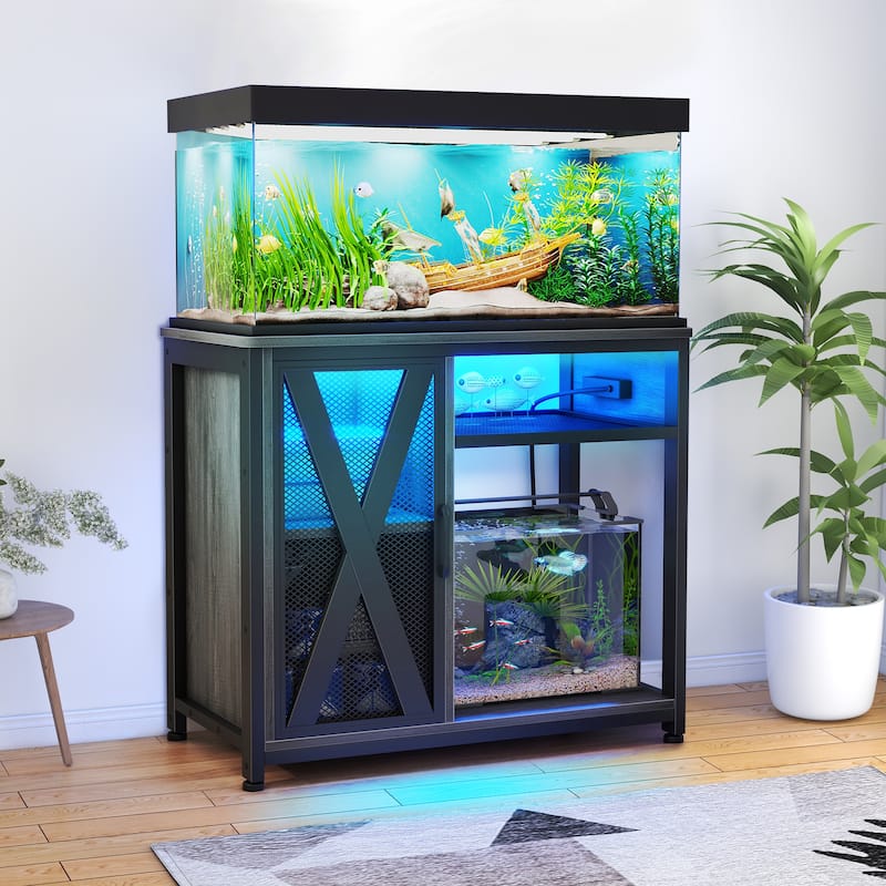 Moasis 50 Gallon Aquarium Stand with Power Outlets & LED Light