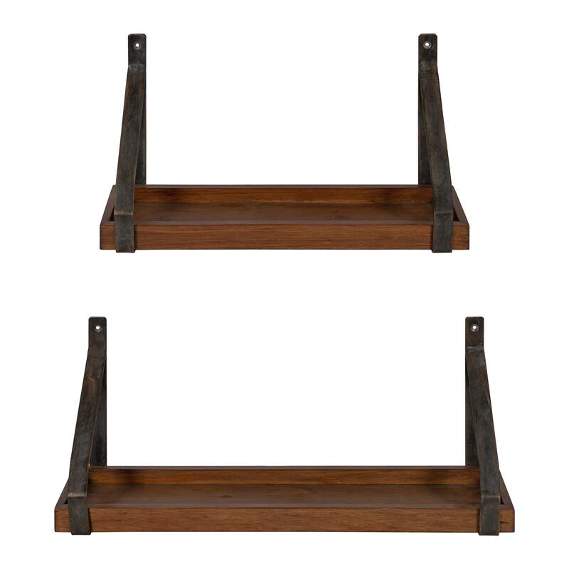 Kate and Laurel Sudbury Wood and Metal Wall Shelf Set - 2 Piece