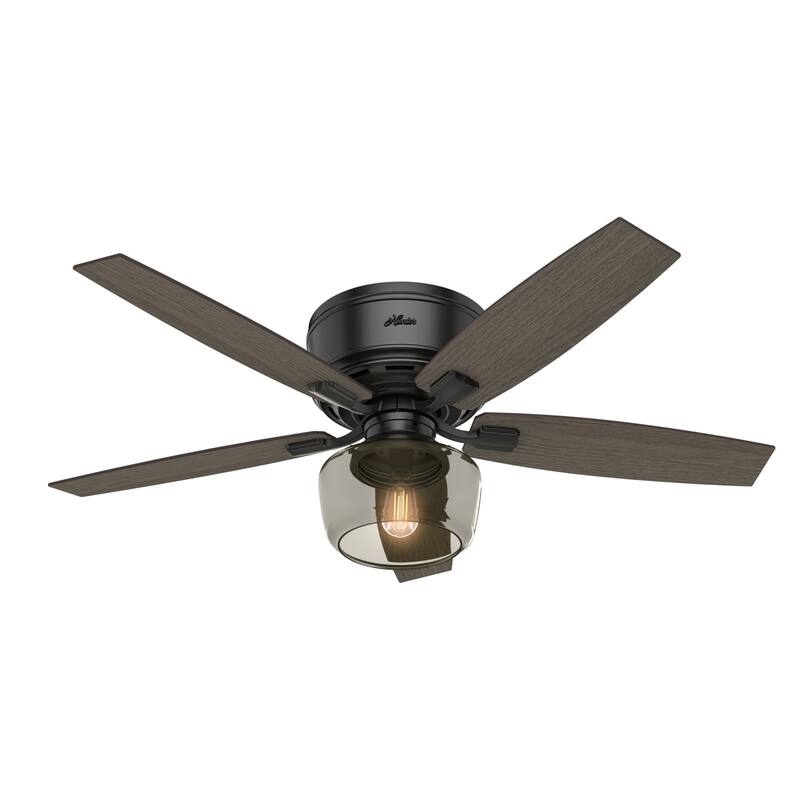 Hunter 52" Bennett Low Profile Ceiling Fan with Globe LED Light Kit and Handheld Remote