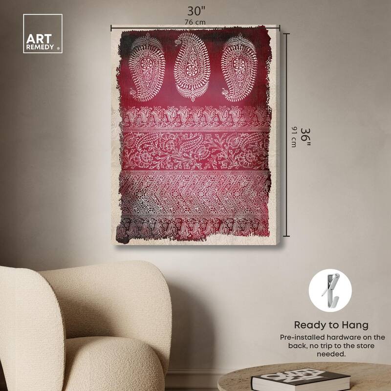 Burgundy Stamps Canvas by Art Remedy, Gallery Wrapped