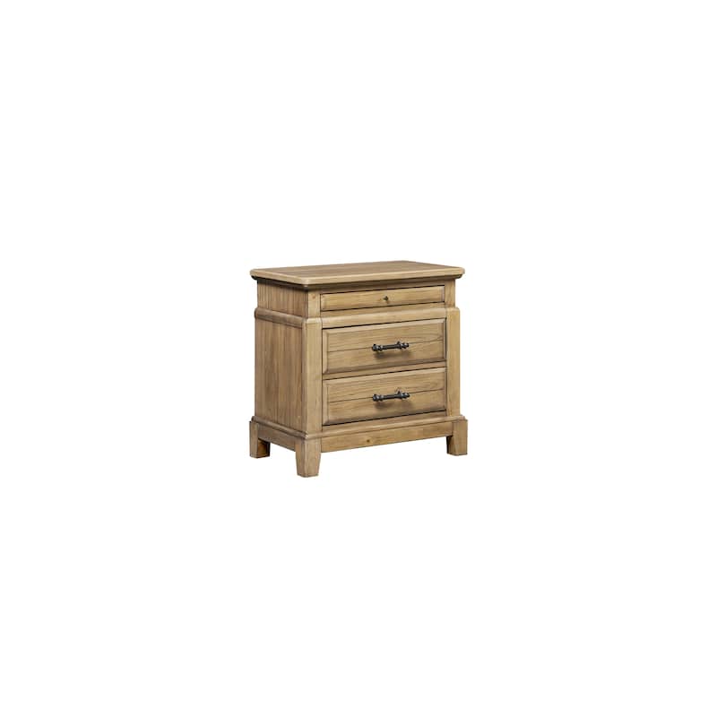 2 Drawer Nightstand w/ Tray - Caramel Finish