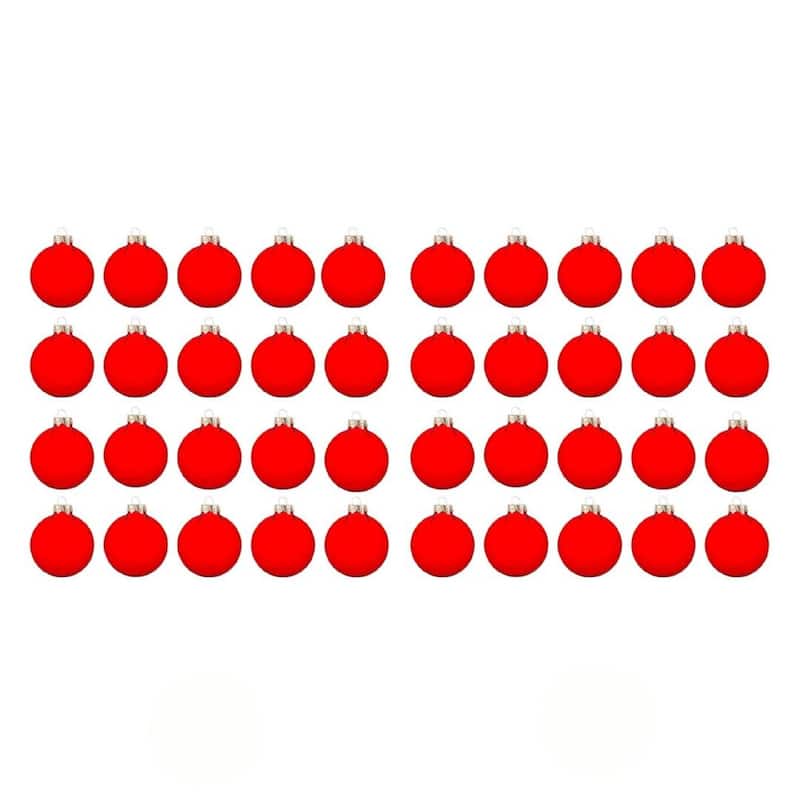 Matte Finish Glass Christmas Ball Ornaments 1.25" (150Mm) Red 40Ct