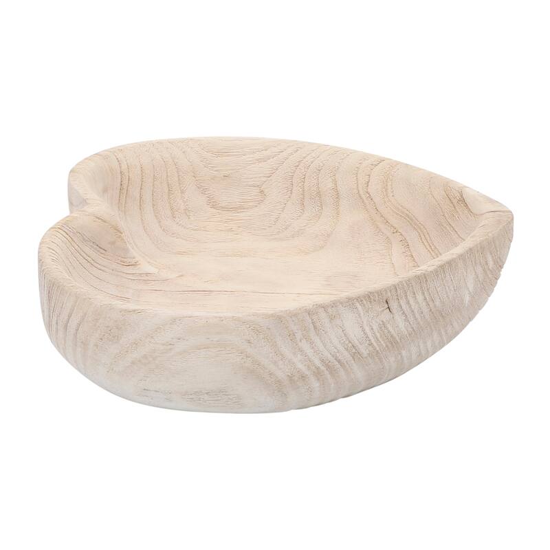 Sagebrook Home Handcrafted Paulownia Wood Decorative Bowls, Heart-Shaped Nesting Design, Set of 2 - 10" x 10" x 3"