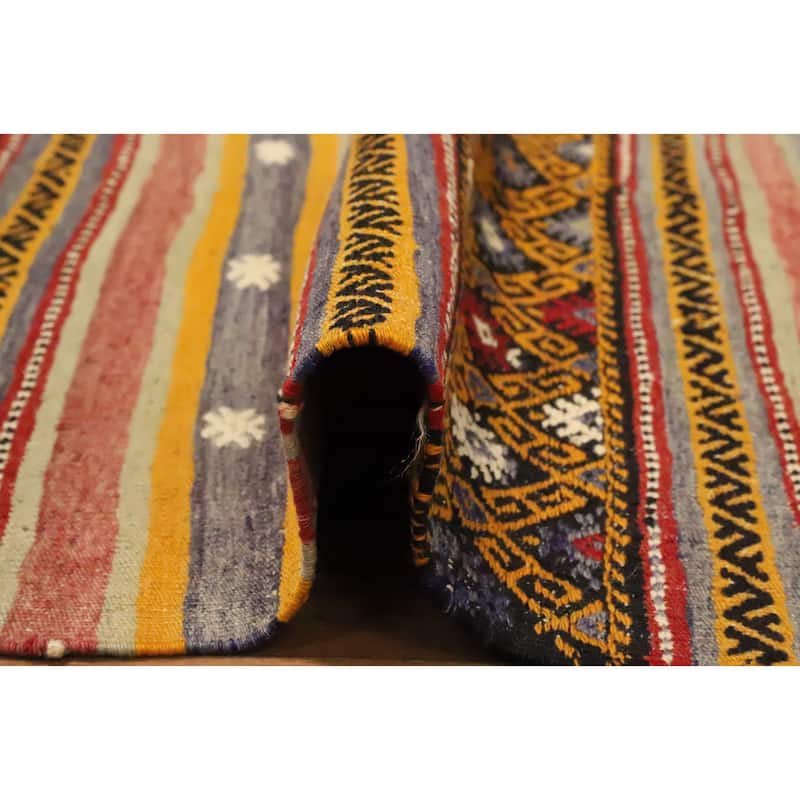 Hand Woven Oriental 100% Wool Carpet Southwestern Tribal Multi-Colored Kilim Area Rug - 8' 5'' X 5' 6''