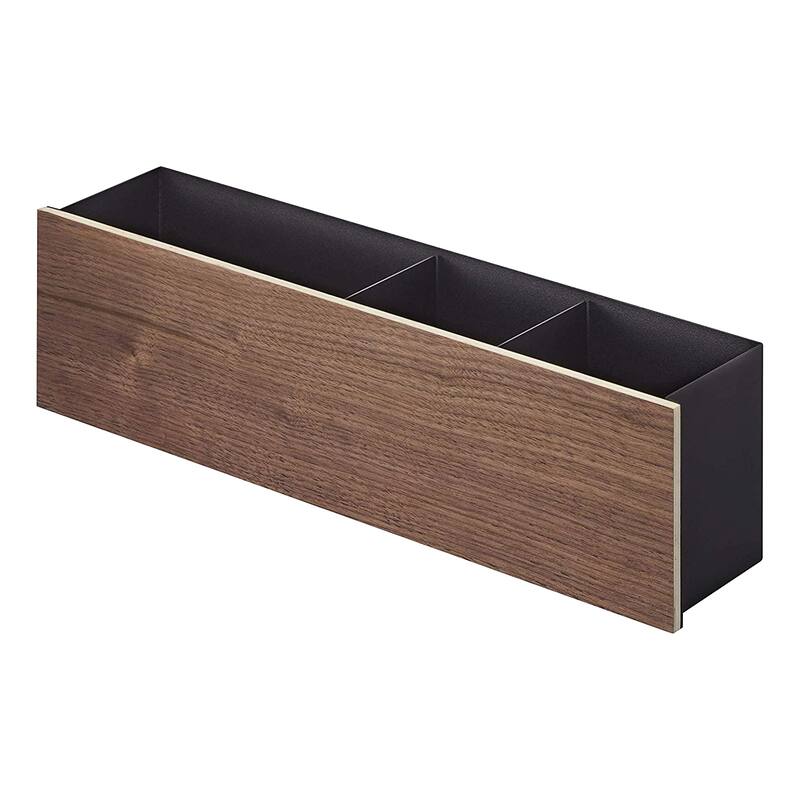Yamazaki Home Desk Organizer - Two Sizes, Steel and Wood, Large - L 3.74 x W 17.72 x H 4.72 inches