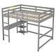 preview thumbnail 10 of 8, Full Loft Pine Wood Bed with Built-in Desk, Grey