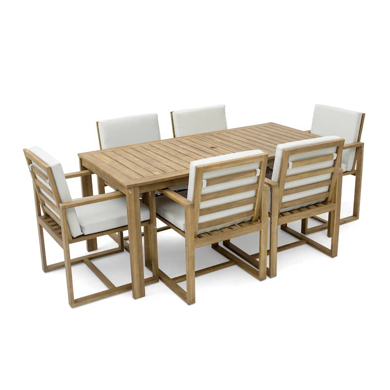 7-Pieces Patio Dining Set with Removable Cushions and 6 Chairs
