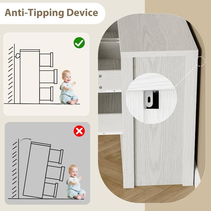 Modern Wide 7 Drawer Dresser Storage Cabinet for Living Room, Hallway Entryway