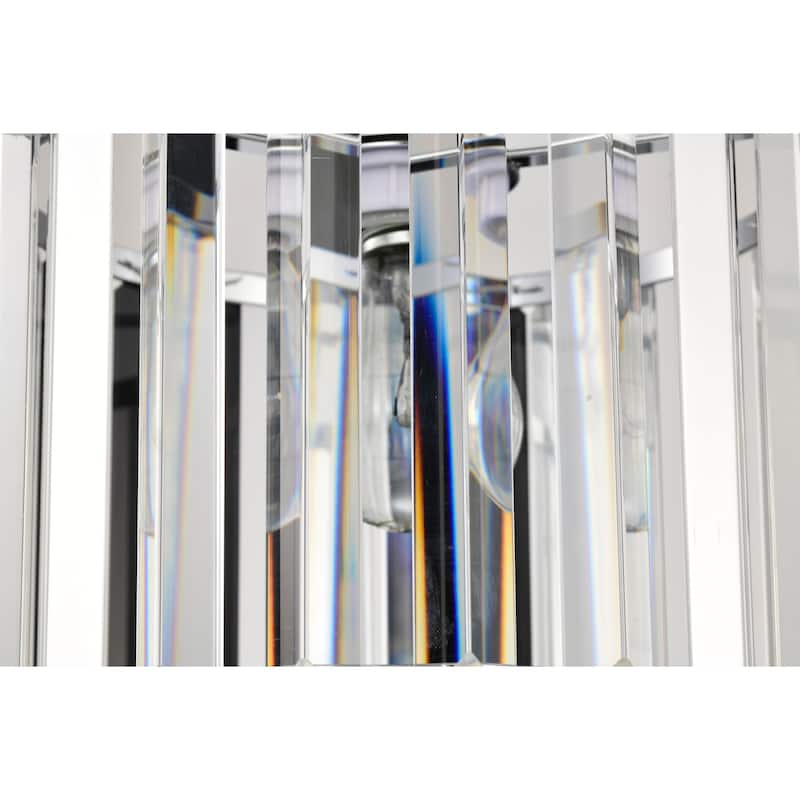Karnah 9-inch Chrome Semi-Flushmount Ceiling Light with Crystal Prism Rods Drum Shade