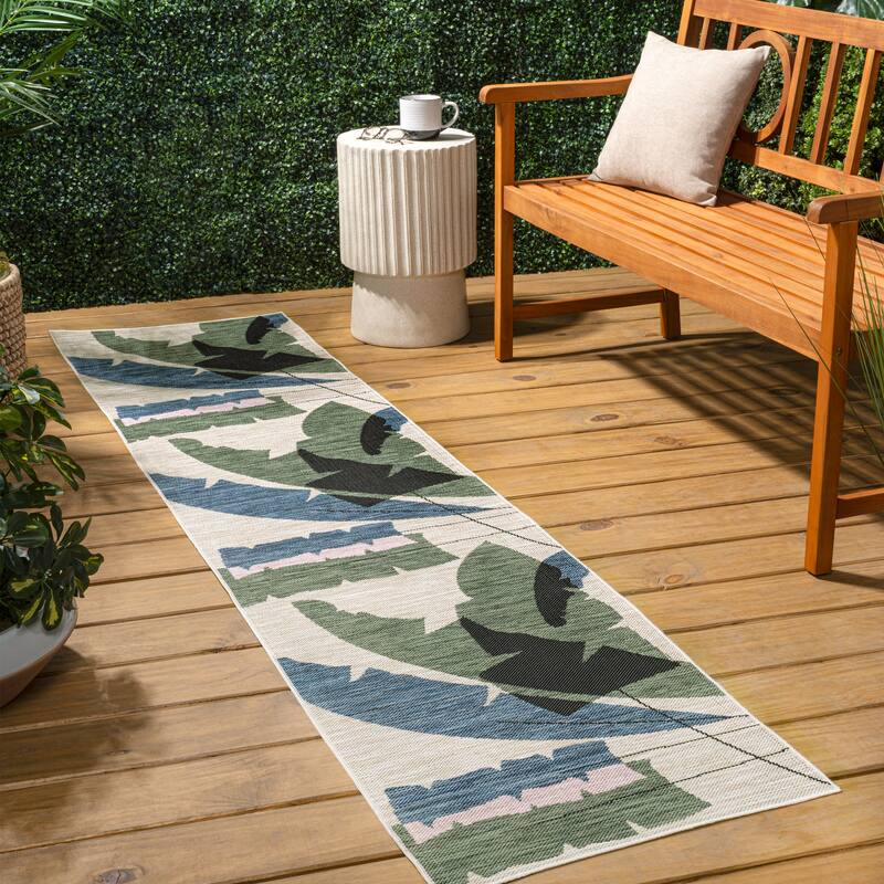 JONATHAN Y Shelby Coastal Vintage Abstract Palm Leaf Indoor/Outdoor Area Rug