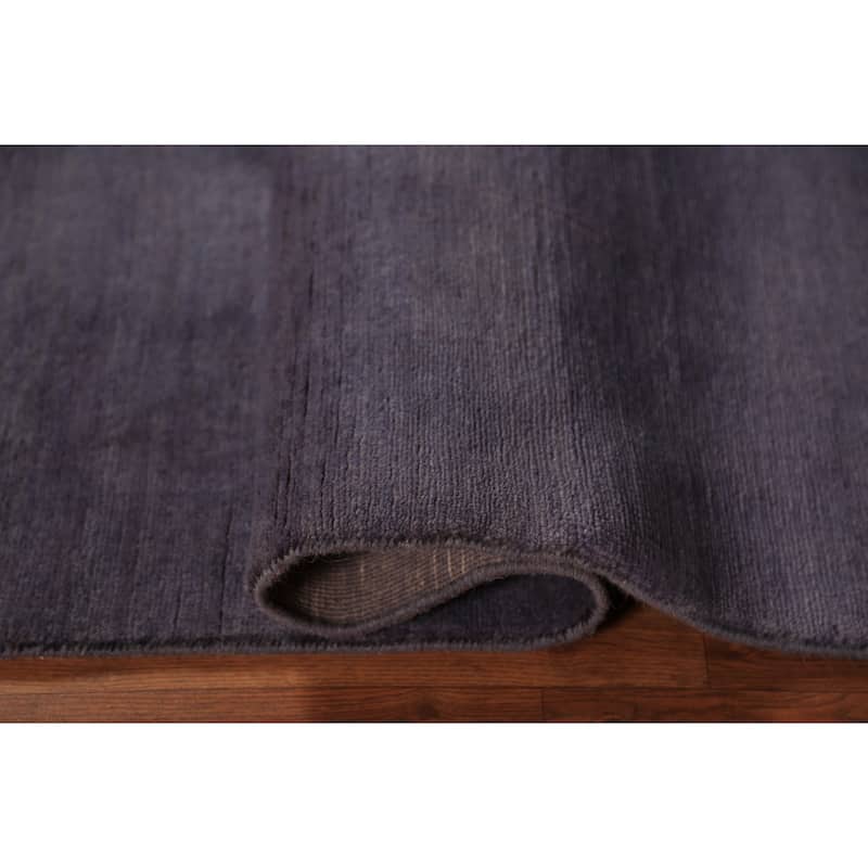 Purple Blue Gabbeh Modern Rug Hand-Knotted Wool Carpet - 3'9" x 5'8"