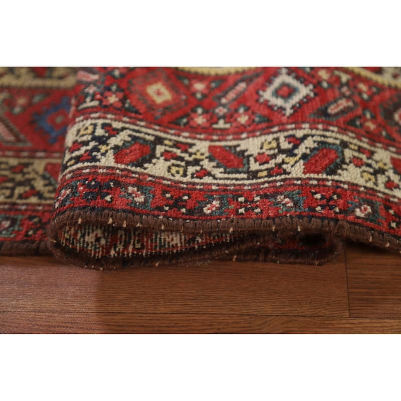 Pre-1900 Antique Bakhtiari Persian Runner Rug Handmade Wool Carpet - 3'4"x 15'8"