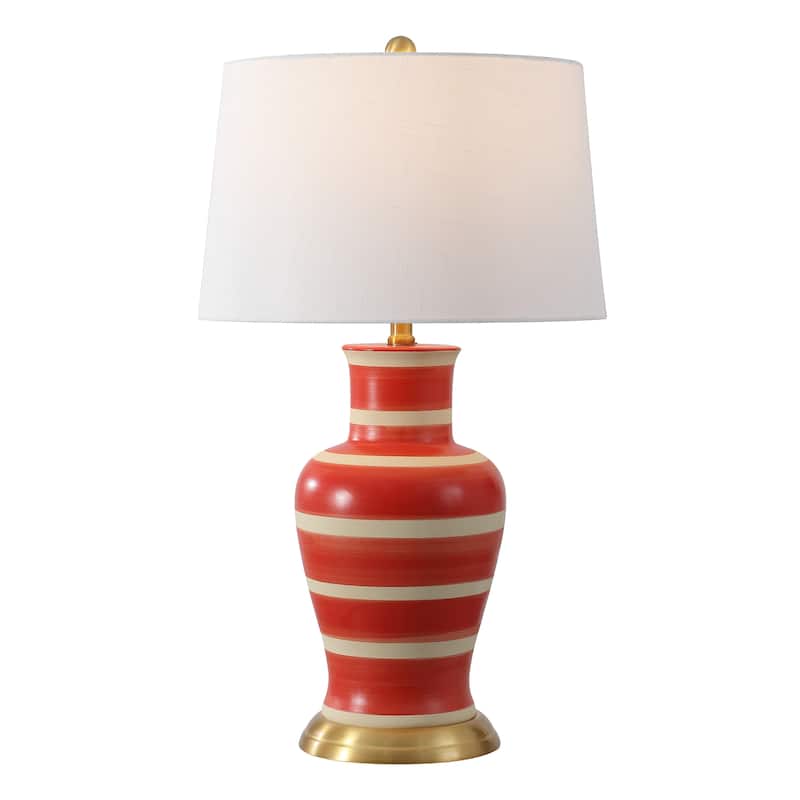 Julia 29" Ceramic LED Table Lamp, by JONATHAN Y - Red/Beige