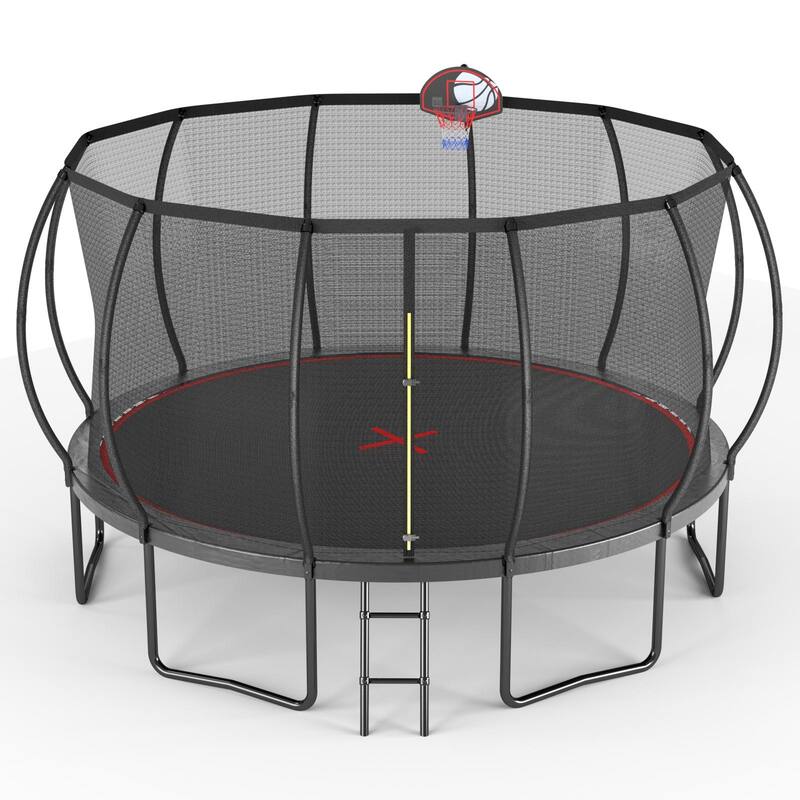 14FT Trampoline Pumpkin- Black Red- fframe height 90cm