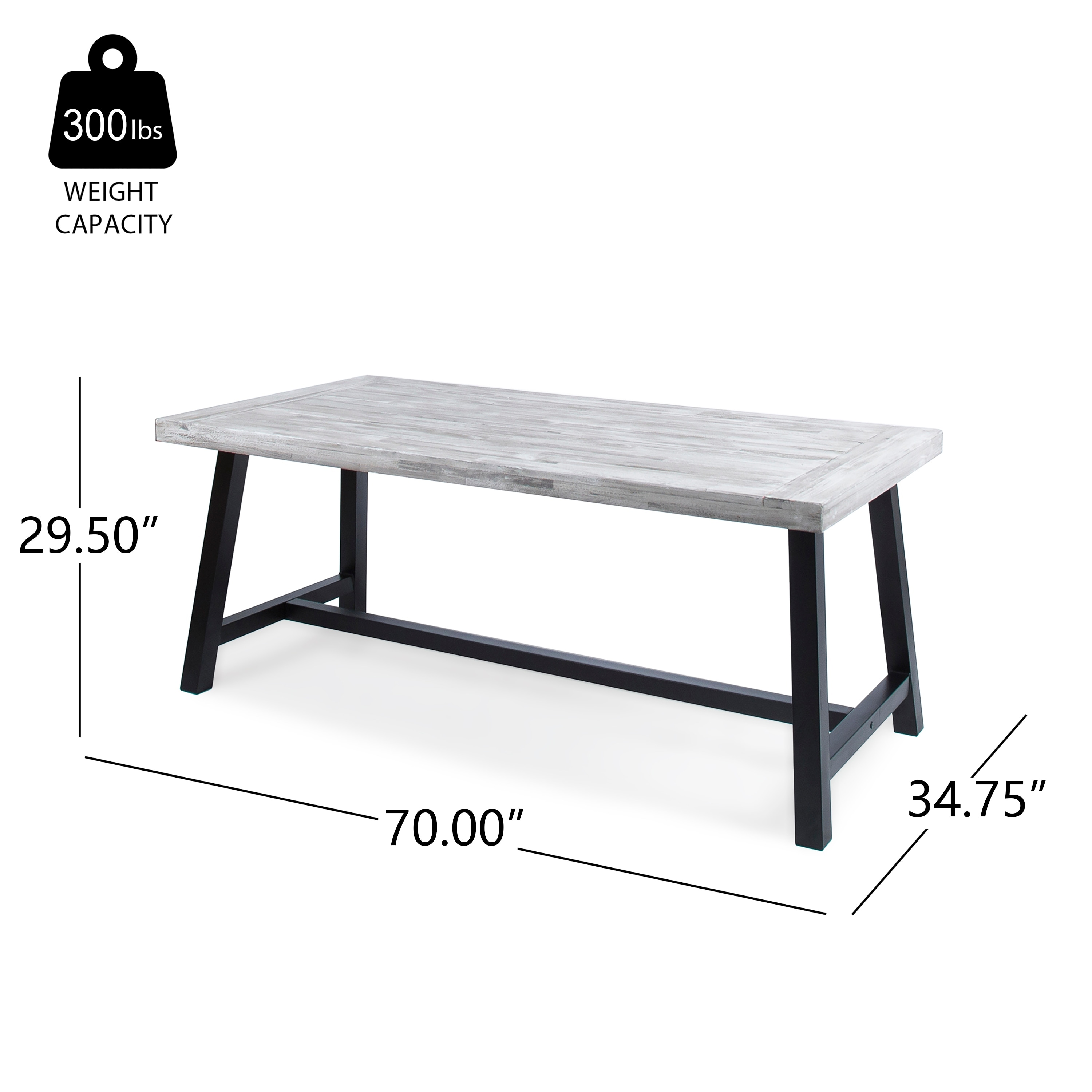 Outdoor Acacia Wood Dining Table With Light Grey Finish