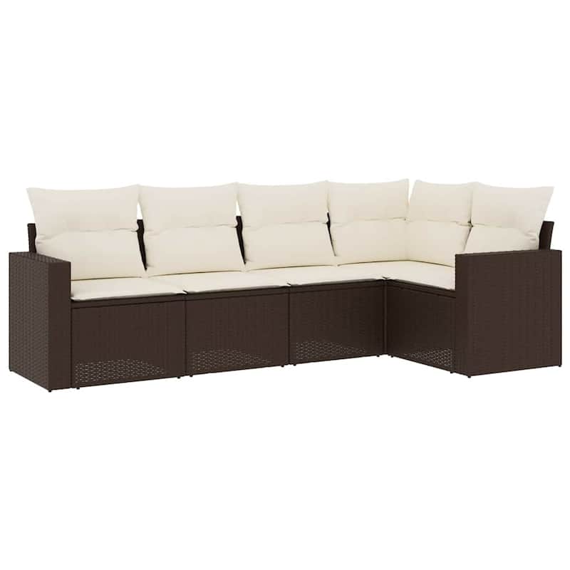 vidaXL Garden Sofa Set Brown PE rattan Large Adjustable Feet - 24.4 x 25.8 x 27.2