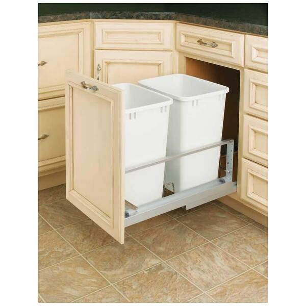 RevAShelf 5349 Series Bottom Mount Double Bin Trash Can with Soft
