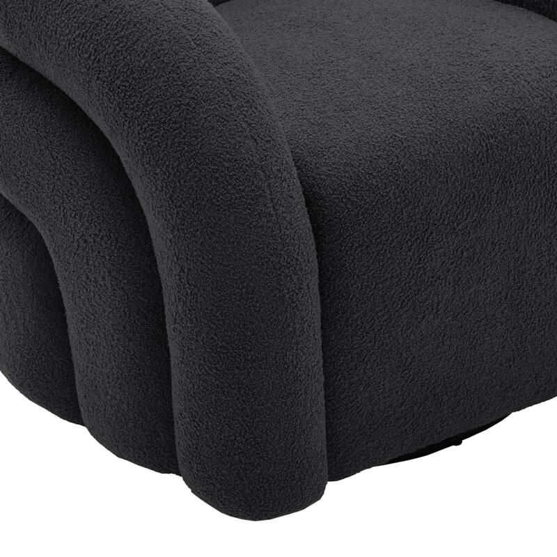 Set of 2 Boucle Upholstered Swivel Accent Barrel Chairs