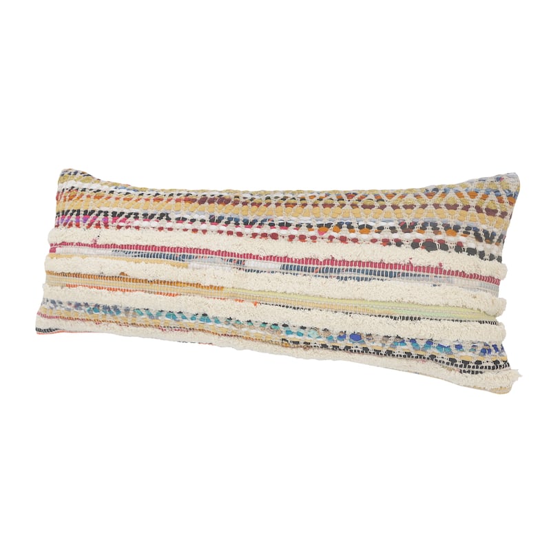 Sevita White Chevron Striped Multi Throw Pillow 18 inch