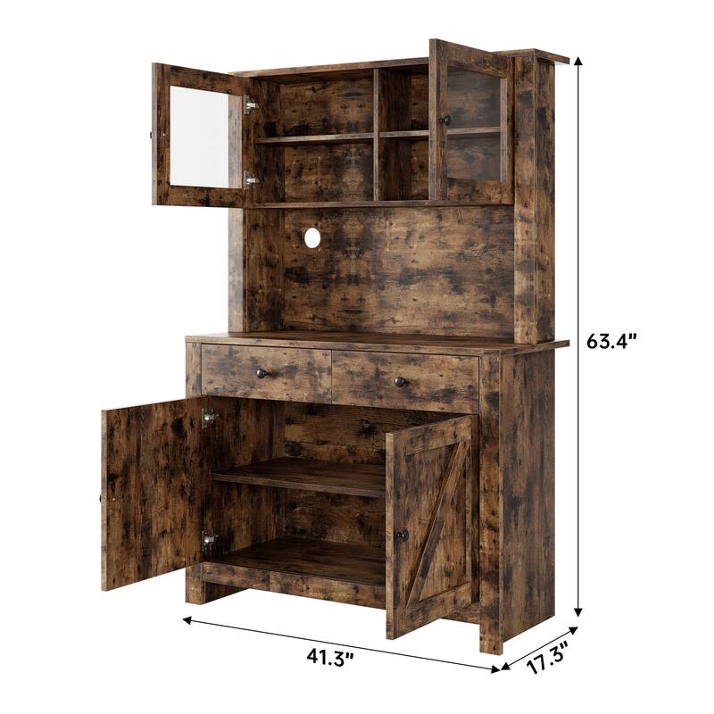 Kitchen Pantry Storage Cabinet, Freestanding Hutch Cabinet with Buffet Cupboard, Tall Storage Cabinets