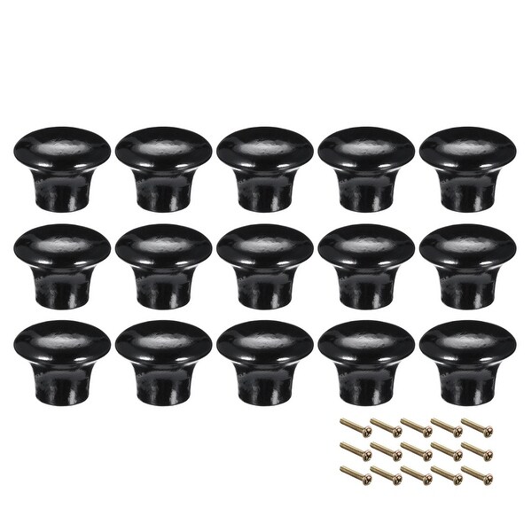 Round Pull Knob Handle 22mm Dia Cabinet Furniture Bedroom Kitchen Black 15pcs - 22mmx28mm(D*H)-15pcs