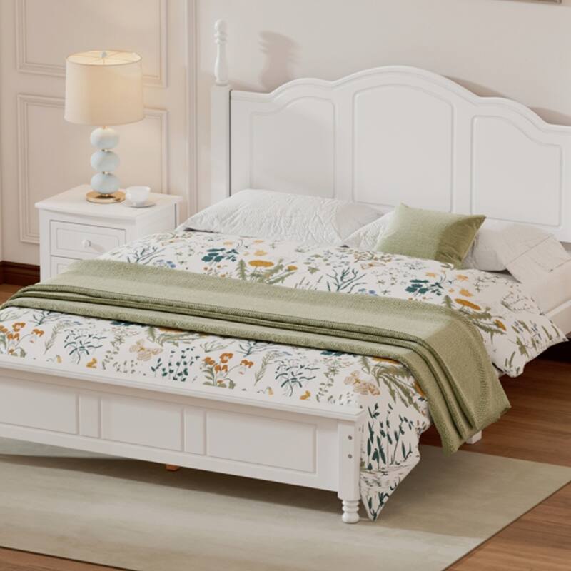 Wood Queen/Full Size Wood Platform Bed with Wooden Slat Support