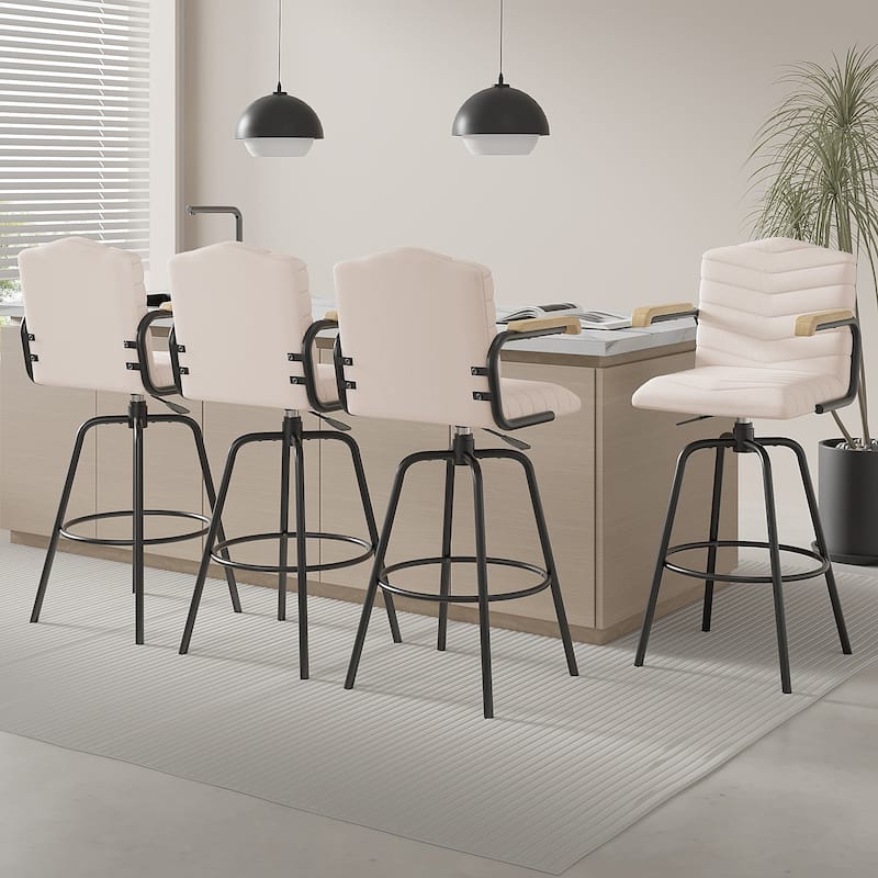 Javlergo Bar Height Bar Chairs Upholstered Bar Stools with Back and Arms Tall Kitchen Island Seating for Home/Commercial Use