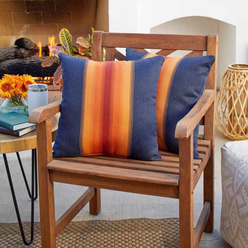 Sorra Home Sunbrella Pendleton Outdoor Knife Edge Pillow Set of 2 - 18 in H x 18 in W x 6 in D - Grand Canyon Sunset