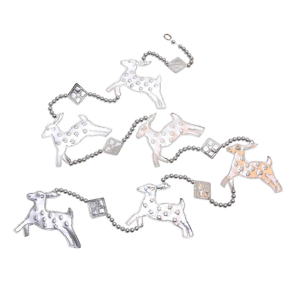 Novica Handmade Flying Reindeer Aluminum Ornament Garlands (Set Of 3)