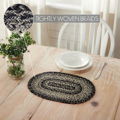 Sawyer Mill Black White Jute Oval Placemat