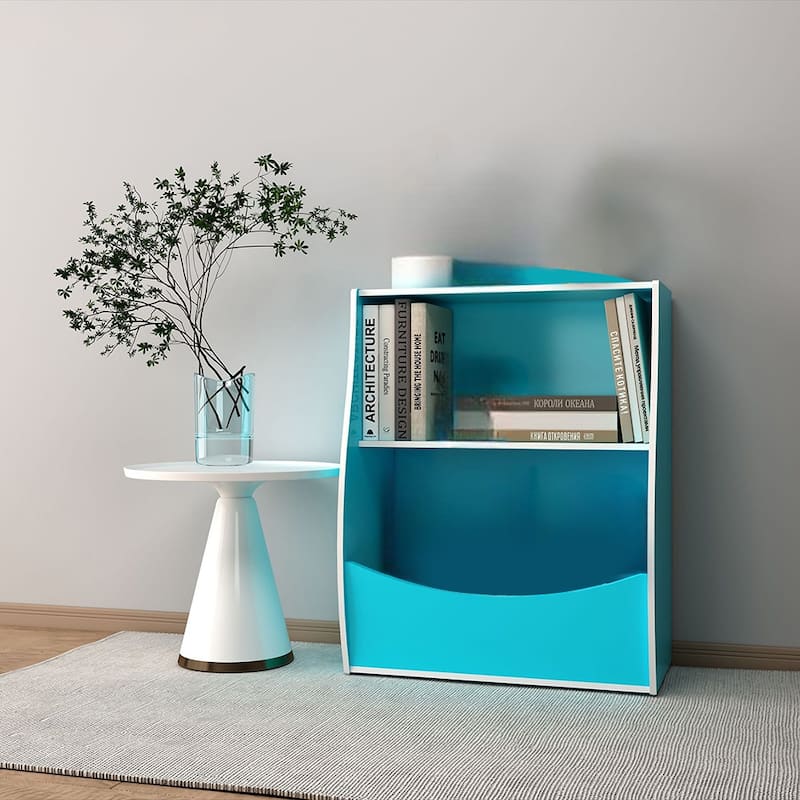 Kids Bookshelf and Toy Organizer,2 Tier Wood Toy Storage Organizer for Kids Rooms,Children Bookcase,Book Display Shelf